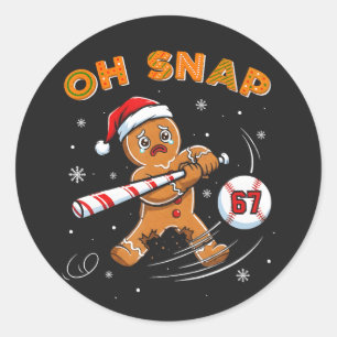 Gingerbread Oh Snap 67 Baseball Classic Round Sticker