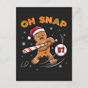 Gingerbread Oh Snap 67 Baseball Holiday Postcard