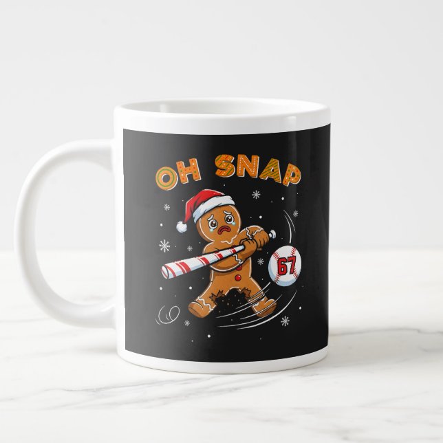 Gingerbread Oh Snap 67 Baseball Large Coffee Mug (Left)