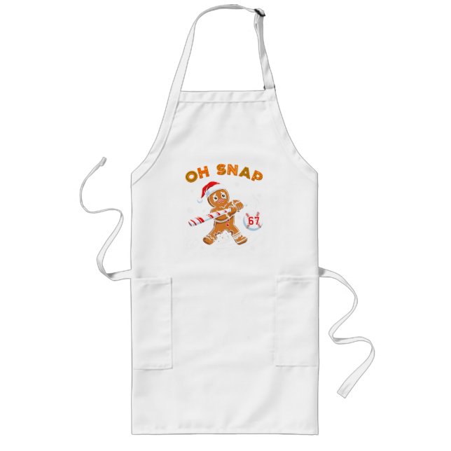 Gingerbread Oh Snap 67 Baseball Long Apron (Front)