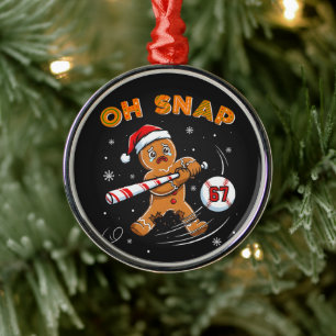 Gingerbread Oh Snap 67 Baseball Metal Ornament