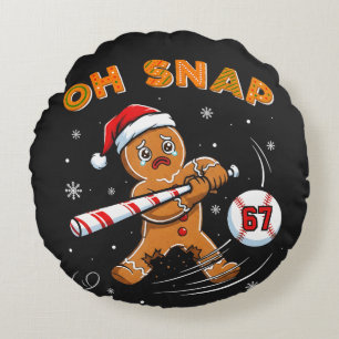 Gingerbread Oh Snap 67 Baseball Round Cushion