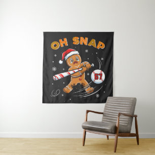 Gingerbread Oh Snap 67 Baseball Tapestry