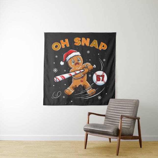 Gingerbread Oh Snap 67 Baseball Tapestry (In Situ)