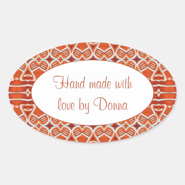 GINGERBREAD Oval "Hand Made" Stickers (Front)