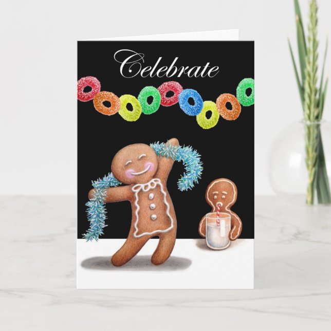 Gingerbread Party Greeting Card (Front)