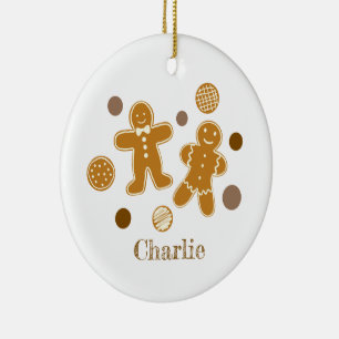 Gingerbread People Ceramic Ornament