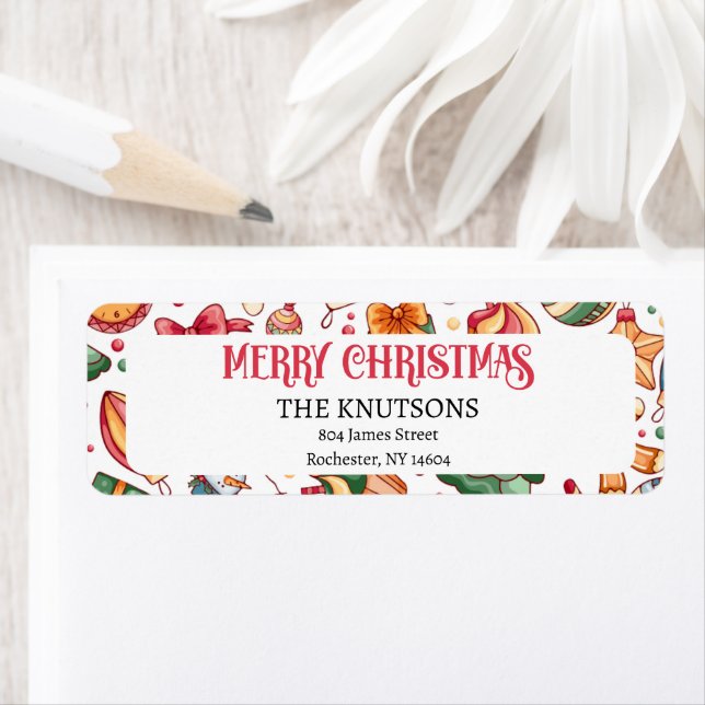 Gingerbread Personalised Christmas Return Address Label (Insitu)