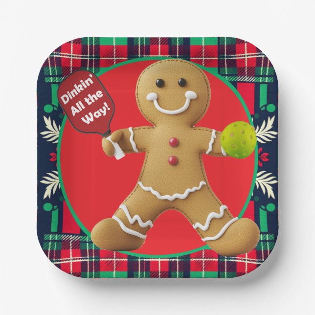 Gingerbread Pickleball Party  Paper Plate (Front)