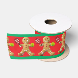 Gingerbread Pickleball Party Satin Ribbon