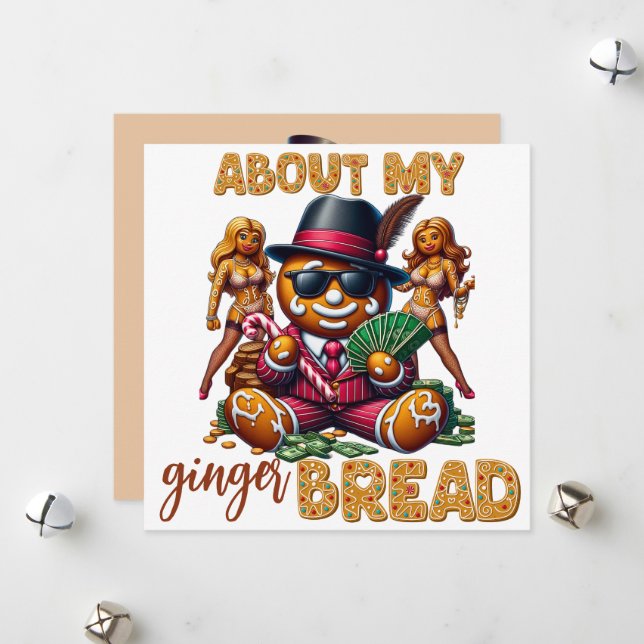 Gingerbread Pimp Funny Urban Christmas Card (Front/Back In Situ)