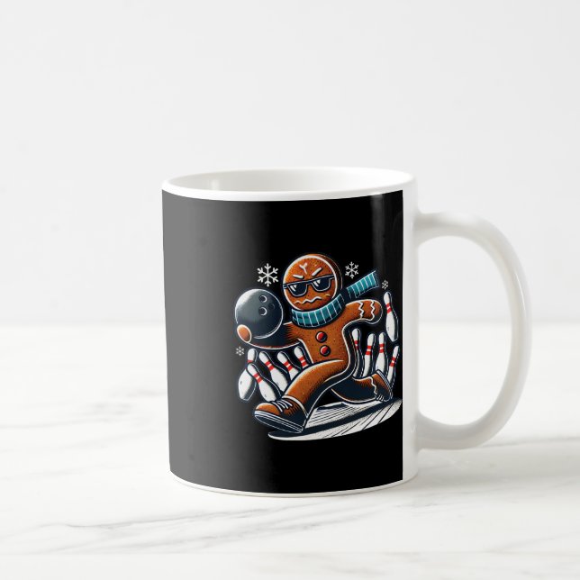 Gingerbread Playing Bowling Ll And Pins Christmas  Coffee Mug (Right)
