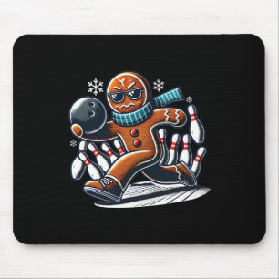 Gingerbread Playing Bowling Ll And Pins Christmas Mouse Pad