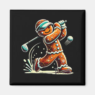 Gingerbread Playing Golf Ball Christmas Golf Lover Magnet