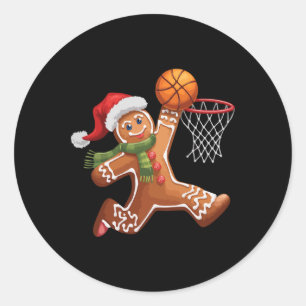 Gingerbread Playing Sketll Christmas Player Kids F Classic Round Sticker