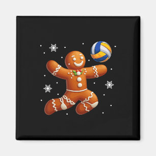 Gingerbread Playing Volleyball Christmas Cookie Pl Magnet