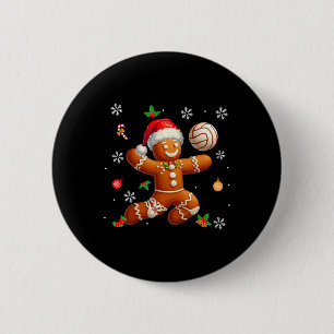 Gingerbread Playing Volleyball Christmas Player Ki 6 Cm Round Badge