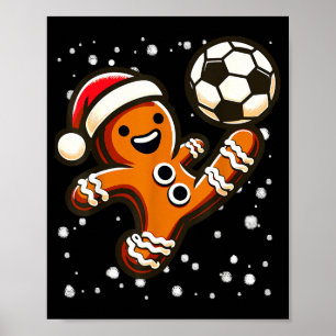 Gingerbread Plays Soccer Bicycle Kick, Cookie Chri Poster