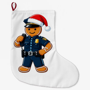 Gingerbread Police Officer Christmas 2026 Holiday Large Christmas Stocking