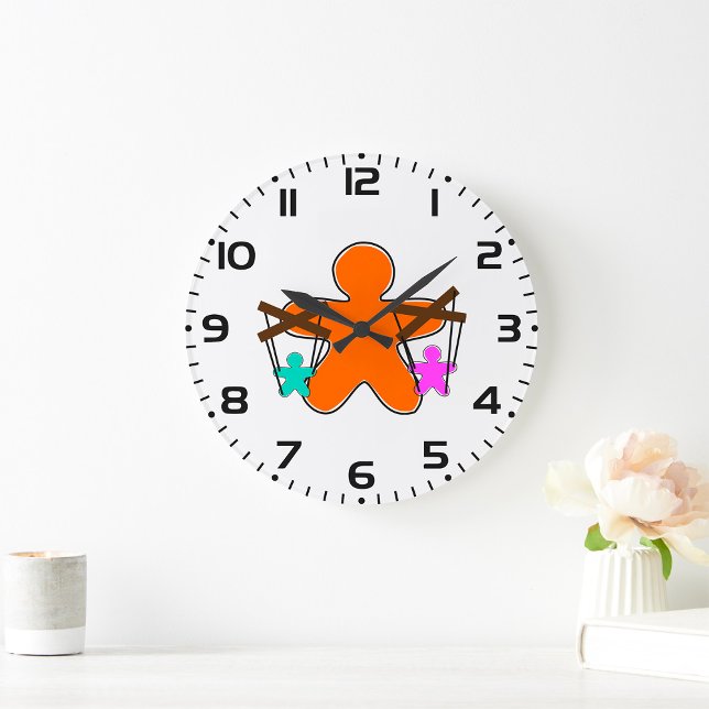 Gingerbread Puppet Master Controlling Characters Large Clock (Creator Uploaded)