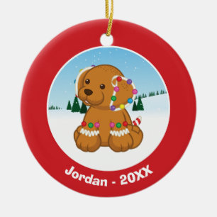 Gingerbread Puppy Ceramic Tree Decoration