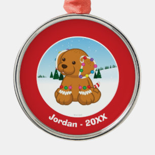 Gingerbread Puppy Metal Tree Decoration