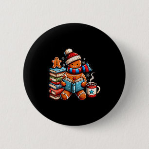 Gingerbread Reading Book Lovers Christmas Bookworm 6 Cm Round Badge
