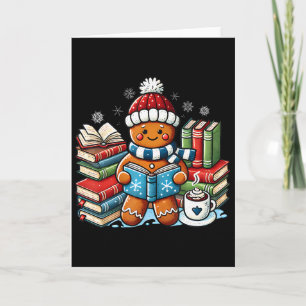 Gingerbread Reading Book Lovers Christmas Bookworm Card