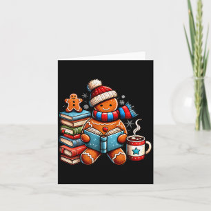Gingerbread Reading Book Lovers Christmas Bookworm Card