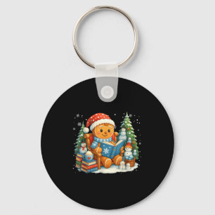 Gingerbread Reading Book Lovers Christmas Bookworm Key Ring