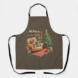 Gingerbread Reading Books Christmas Teacher  Apron
