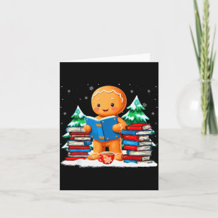 Gingerbread Reading Books Librarians Merry Christm Card