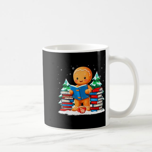 Gingerbread Reading Books Librarians Merry Christm Coffee Mug (Right)