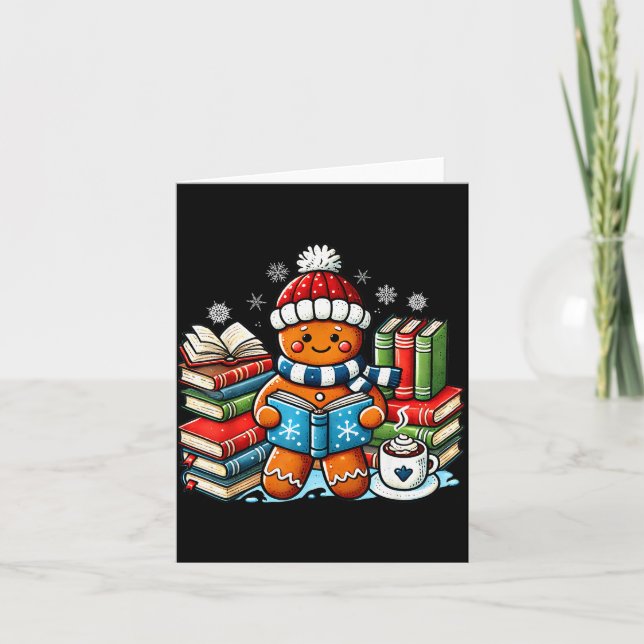 Gingerbread Reading Teacher Bookish Library Kids U Card (Front)
