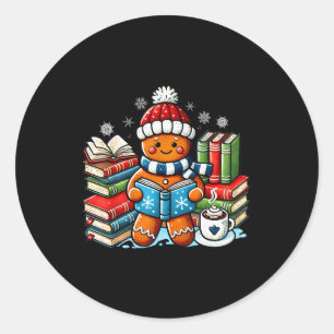 Gingerbread Reading Teacher Bookish Library Kids U Classic Round Sticker
