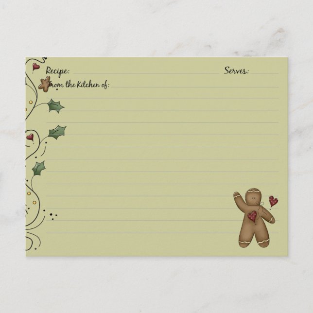 Gingerbread Recipe Cards (Front)
