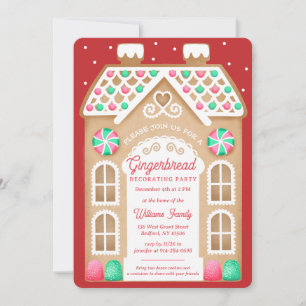 Gingerbread Red Party Invitation