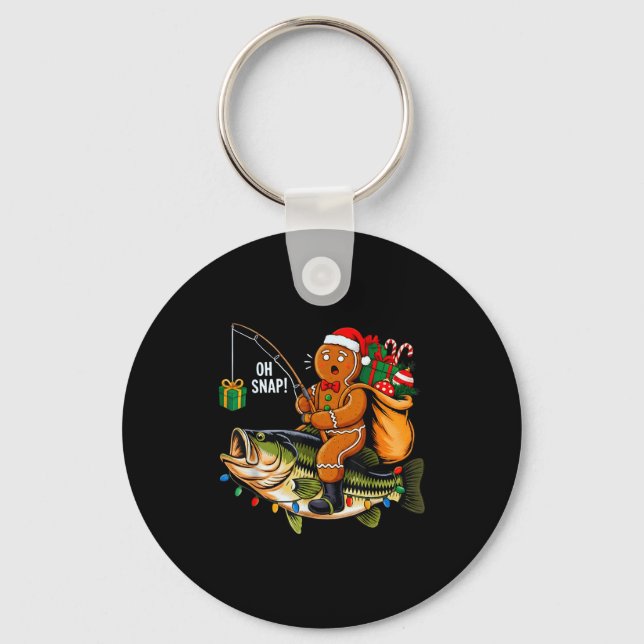 Gingerbread Riding B Fish Christmas Fishing Xmas P Key Ring (Front)