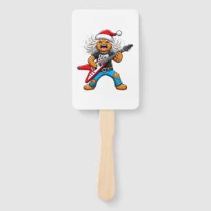 Gingerbread Rock Guitar Christmas 2026 Holiday Hand Fan