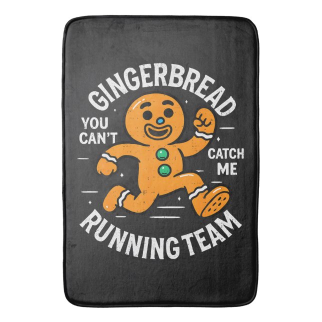 Gingerbread Running Team Bath Mat (Front Vertical)