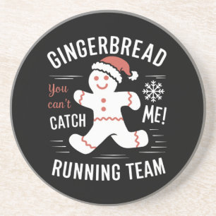 Gingerbread Running Team Christmas Humour Coaster