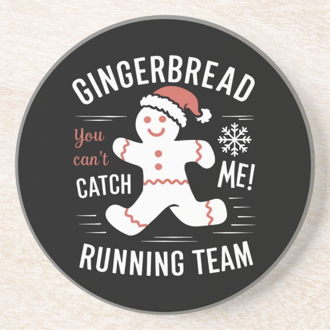 Gingerbread Running Team Christmas Humour Coaster (Front)