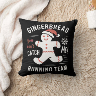 Gingerbread Running Team Christmas Humour Cushion