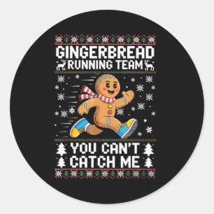 Gingerbread Running Team Christmas Run Runner Funn Classic Round Sticker