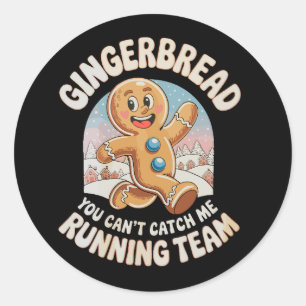 Gingerbread Running Team Christmas Xmas Holiday Classic Round Sticker