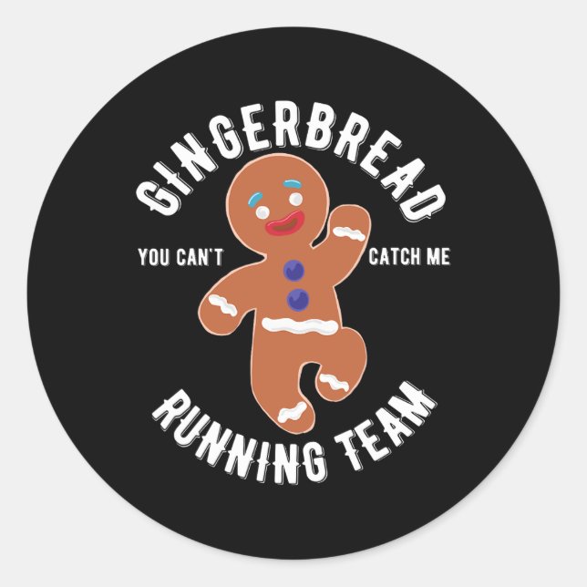 Gingerbread Running Team Fun Gingerbread Christmas Classic Round Sticker (Front)