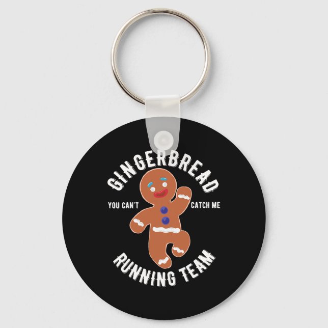 Gingerbread Running Team Fun Gingerbread Christmas Key Ring (Front)
