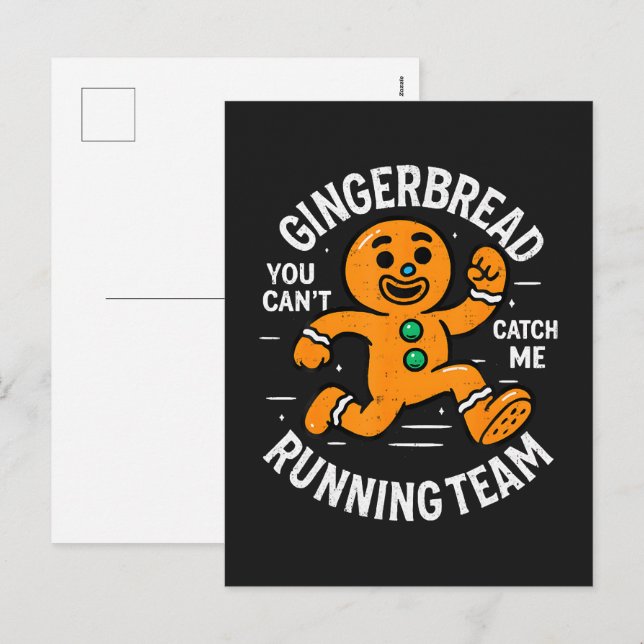 Gingerbread Running Team Holiday Postcard (Front/Back)