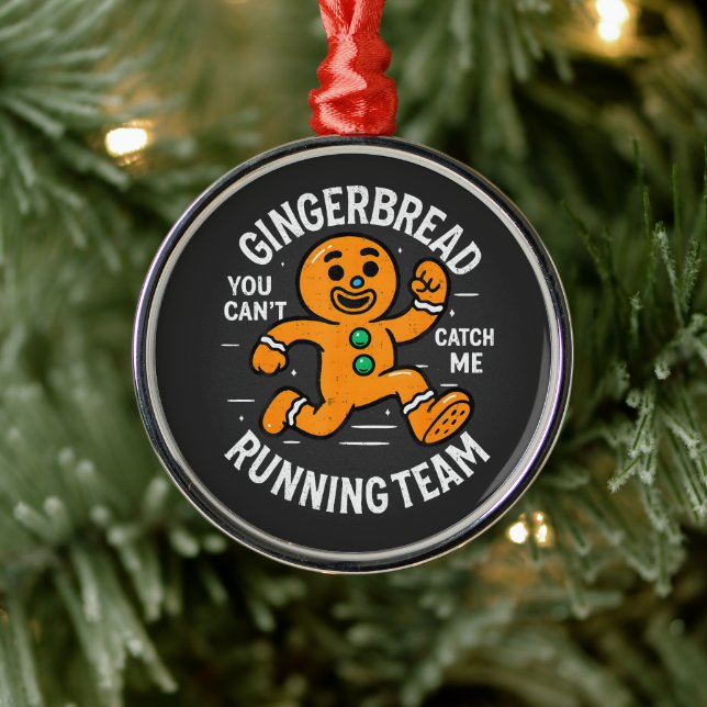Gingerbread Running Team Metal Ornament (Tree)