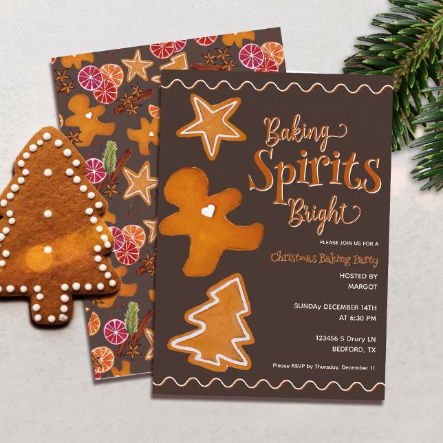 Gingerbread Rustic Charming Christmas Baking Party Invitation (Creator Uploaded)